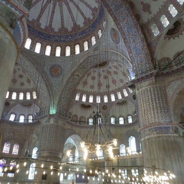 Inside the Sultan Ahmet Mosque, also know as the Blue Mosque