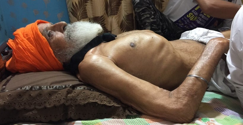 Bapu Surat Singh Khalsa at home in Hassanpur, Punjab during his hunger strike.