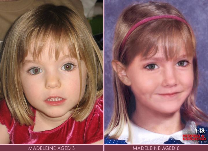 Madeleine McCann as she was aged three and how she may have looked aged six
