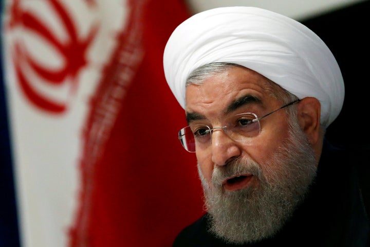 Iranian President Hassan Rouhani takes part in a news conference near the United Nations General Assembly on, Sept. 22, 2016.