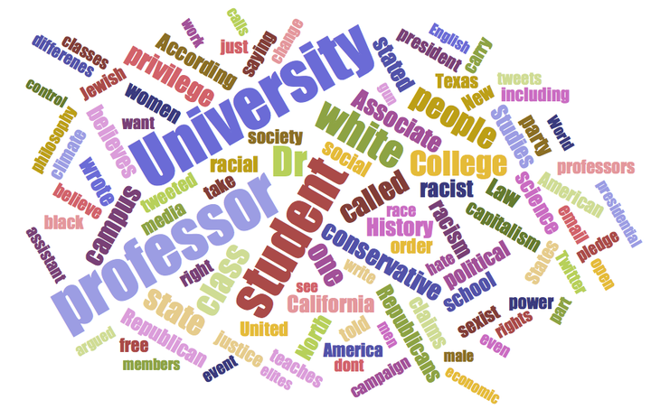 The 100 most common words among all of the incident descriptions (minus professor names) were used to create this word cloud image. 