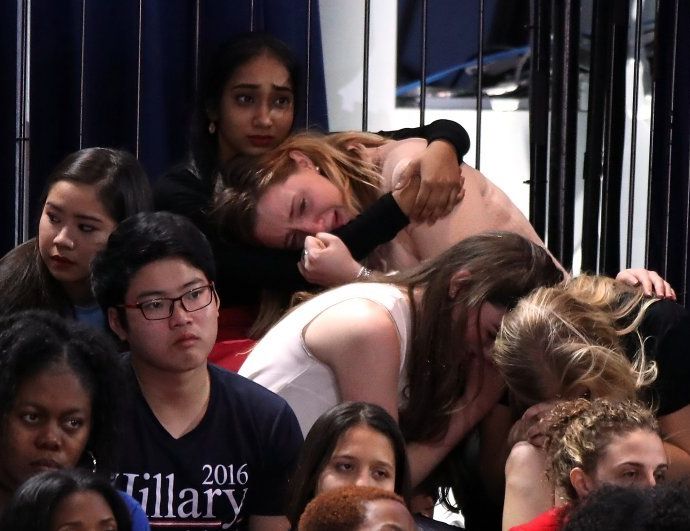 Young Hillary supporters devastated by Mrs.Clinton’s loss. 