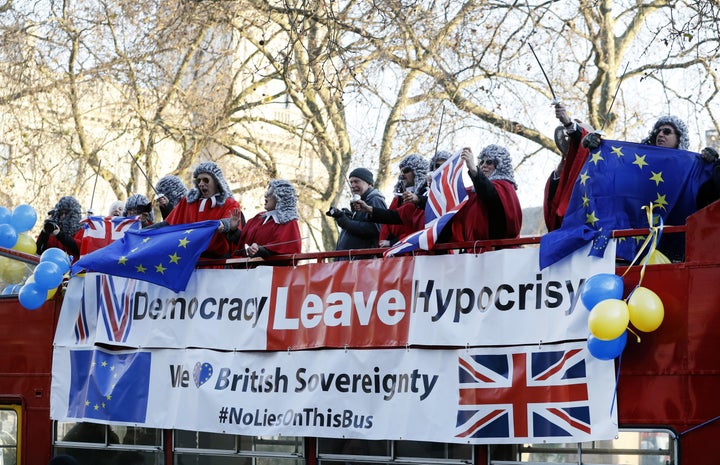 Pro-Remain protestors dressed as judges