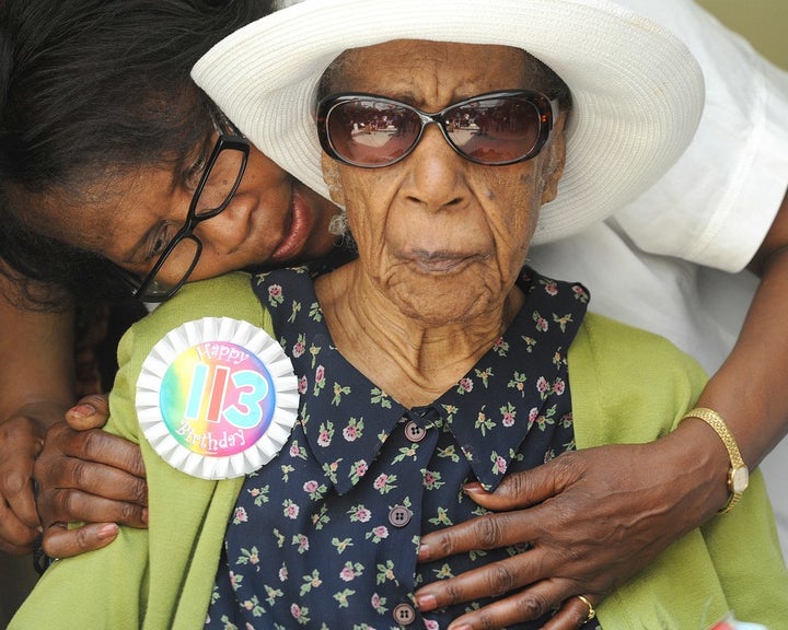 Susannah Mushatt Jones on her 113th birthday in Brooklyn.