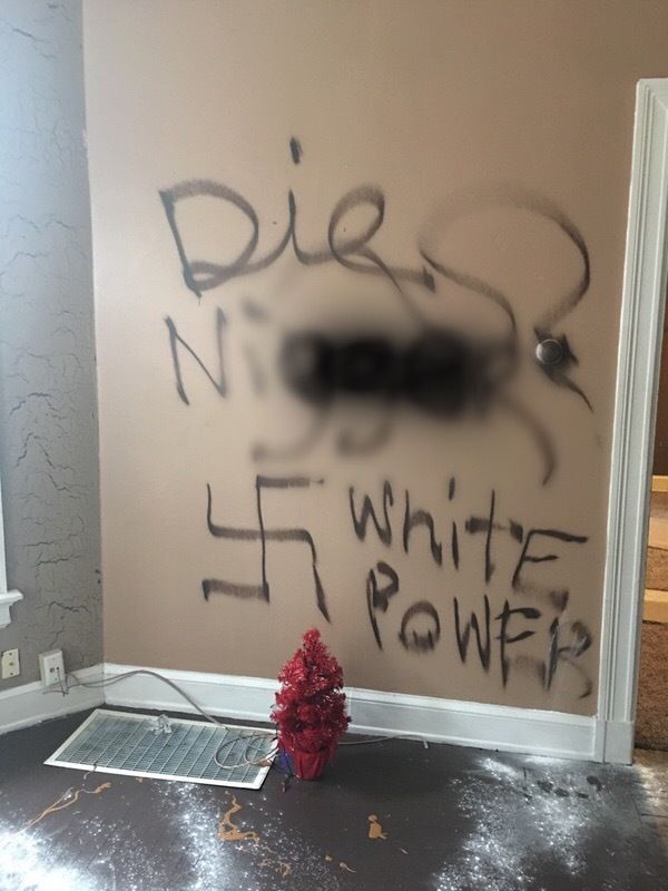One of the walls Pat and Joe Jude came home to. 