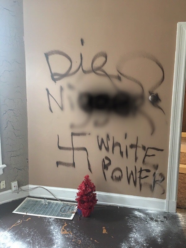 <p>One of the walls Pat and Joe Jude came home to. </p>