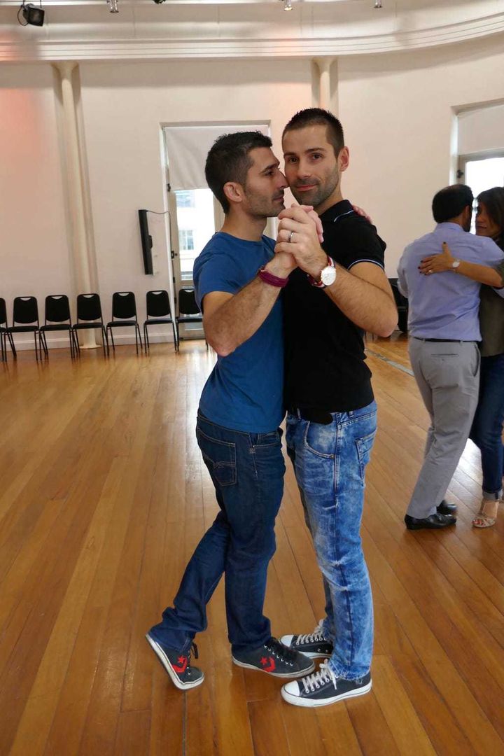 Stefan and Sebastien tango dancing in Montevideo