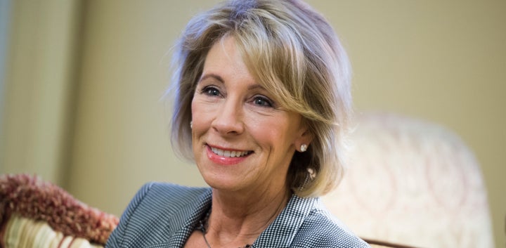 Betsy DeVos, nominee for education secretary, poses for a photo before a meeting with Senate Majority Leader Mitch McConnell, R-Ky., in the Capitol, December 1, 2016.