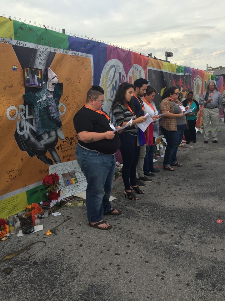 We say their names, because they are ours! Members of the NRLR read the 49 names who were killed at the Pulse shooting.