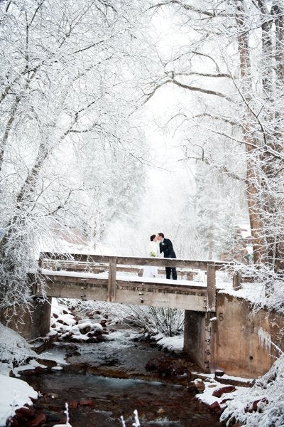 <p>A romantic walk on the bridge in an enchanted forest looks like it’s a scene straight from a <a href="http://www.bridalguide.com/planning/the-details/theme/classic-fairy-tale-wedding-ideas" target="_blank">fairy tale</a>.</p>