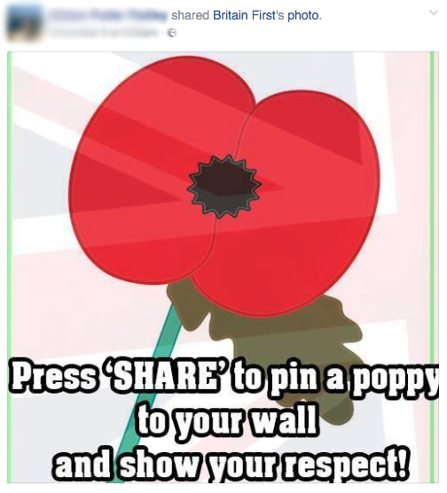 One of the Britain First posts shared on the audience producer's Facebook