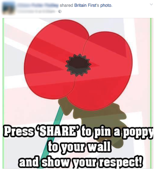One of the Britain First posts shared on the audience producer's Facebook profile