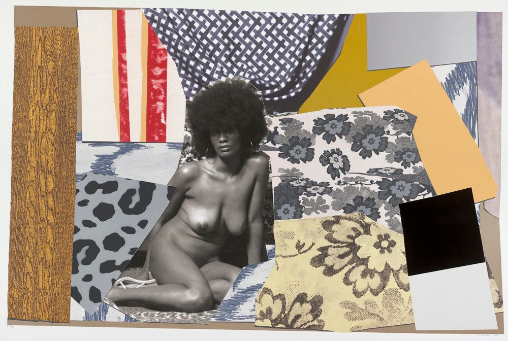 Mickalene Thomas, "Left Behind Again 2, edition 9/24," 2014, relief, intaglio, lithography, digital, collage, enamel paint