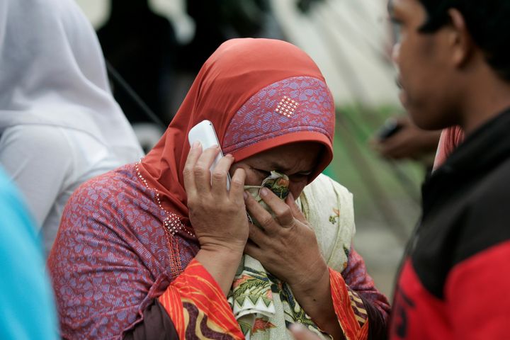 Relatives of the Injured people waiting outside a hospital in the quake-devastated area after an earthquake measuring 6.4 on the Richter Scale rocked Pidie Jaya, Aceh.