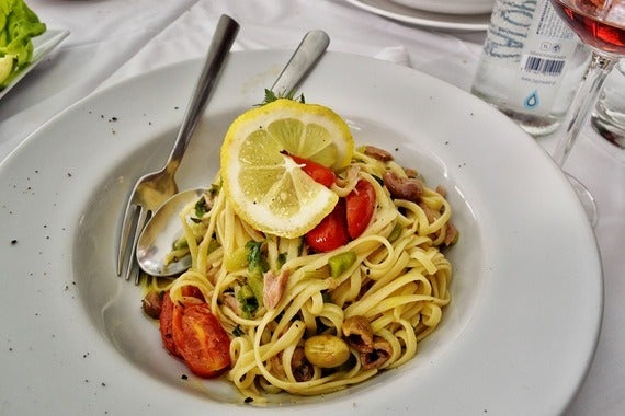 Vegetarian linguine in Italy. 