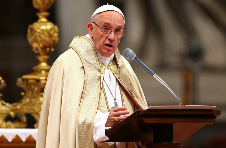 Pope Francis speaks as he leads a consistory ceremony to install 17 new cardinals in Saint Peter's Basilica at the Vatican November 19, 2016.