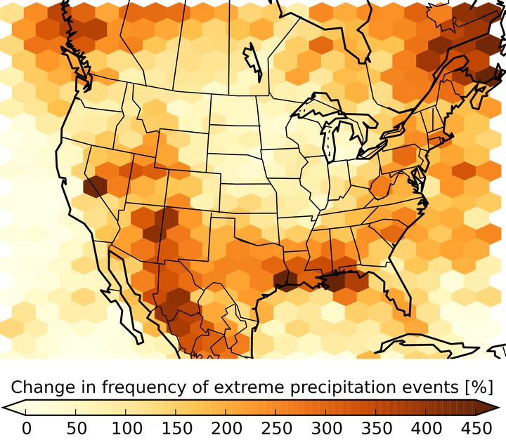 By 2100, some regions of the U.S. will face much greater risk of more frequent extreme rainfall events than others, according to the new study.