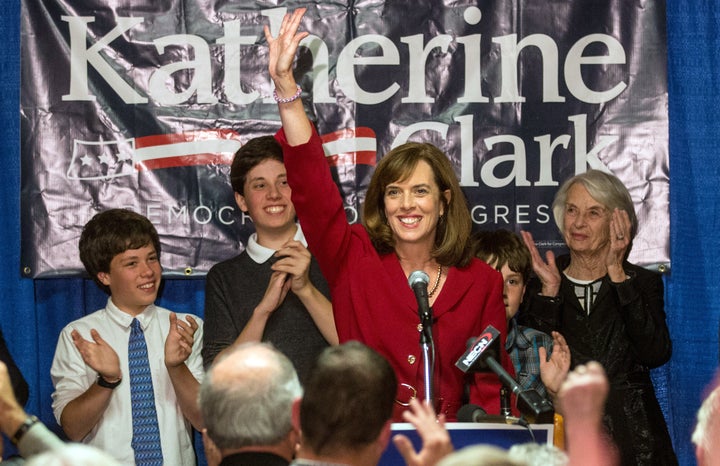 Clark with her sons in 2013. 