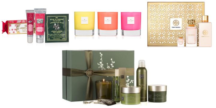 Le Couvent des Minimes Cloister Cracker Hand Set, Kate Spade Live Colorfully Candle Collection, Tory Burch Eau de Parfum Luxe Gift Set, and the Ritual of Dao Set from Rituals.