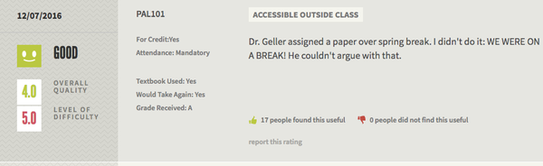 ross geller s rate my professor page gets an a huffpost