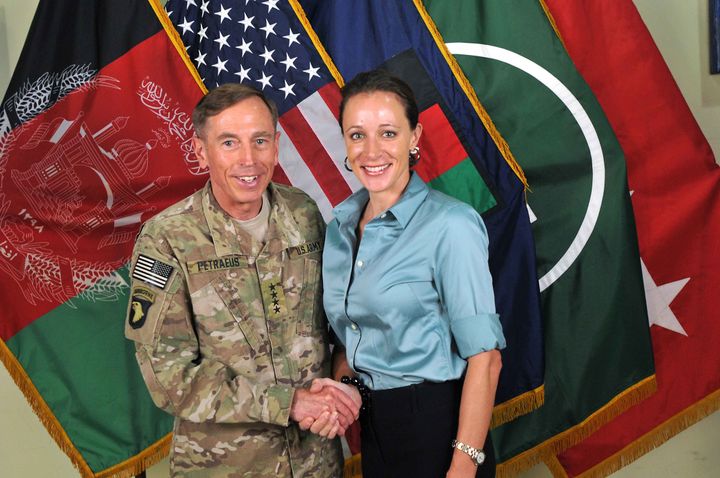 CIA Director Davis Petraeus with biographer Paula Broadwell on July 13, 2011. Petraeus resigned Nov. 9, 2012, citing an extramarital affair with Broadwell. 