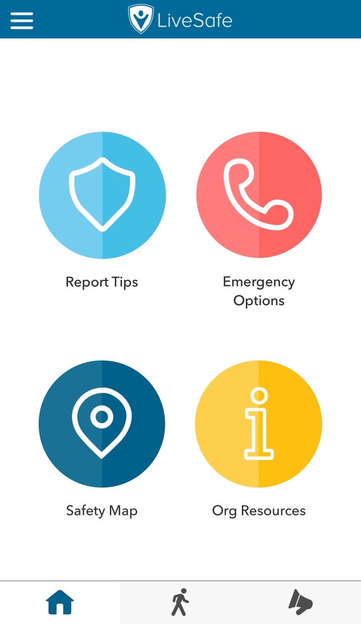 The home page on the LiveSafe app.