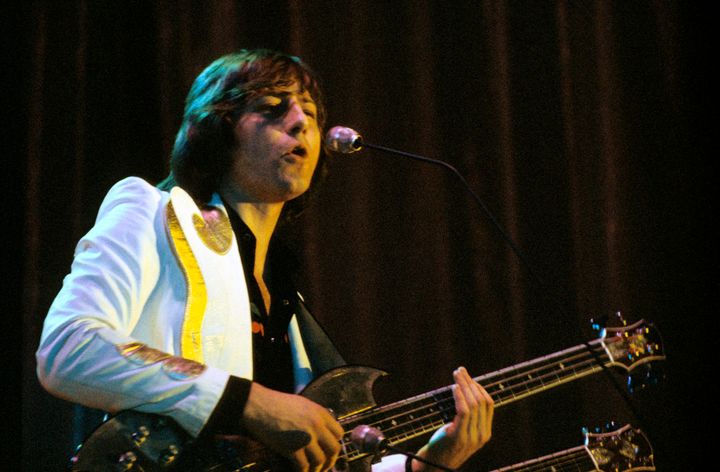 Greg Lake of Emerson Lake & Palmer perform on stage at Forest National on April 1 1974 in Brussels, Belgium.