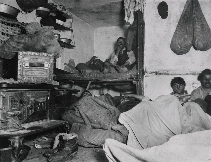 Jacob Riis, “Lodgers in a Crowded Bayard Street Tenement – ‘Five Cents a Spot,’” New York, 1889.