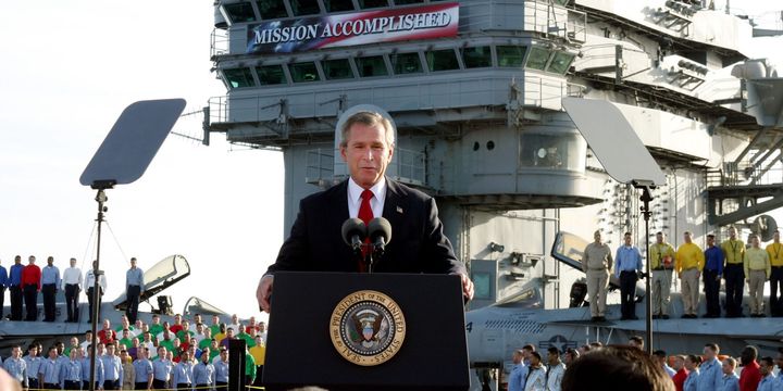 The famous “Mission Accomplished” speech from May 1, 2003. 