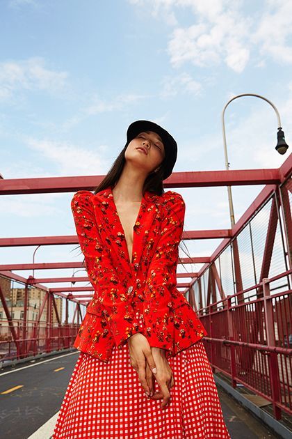 <p><em>Model’s own hat;</em> <a rel="nofollow" href="http://preenbythorntonbregazzi.com/" target="_blank">Preen by Thornton Bregazzi</a> <em>blazer and skirt.</em></p>