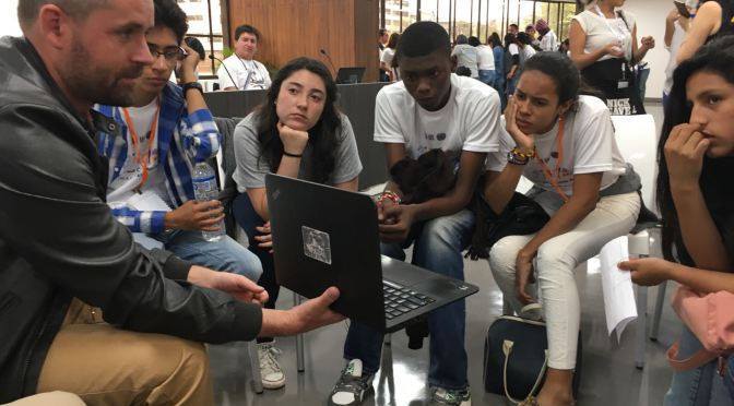 Primoz Kovacic from Spatial Collectives speaking with youth at Habitat III.
