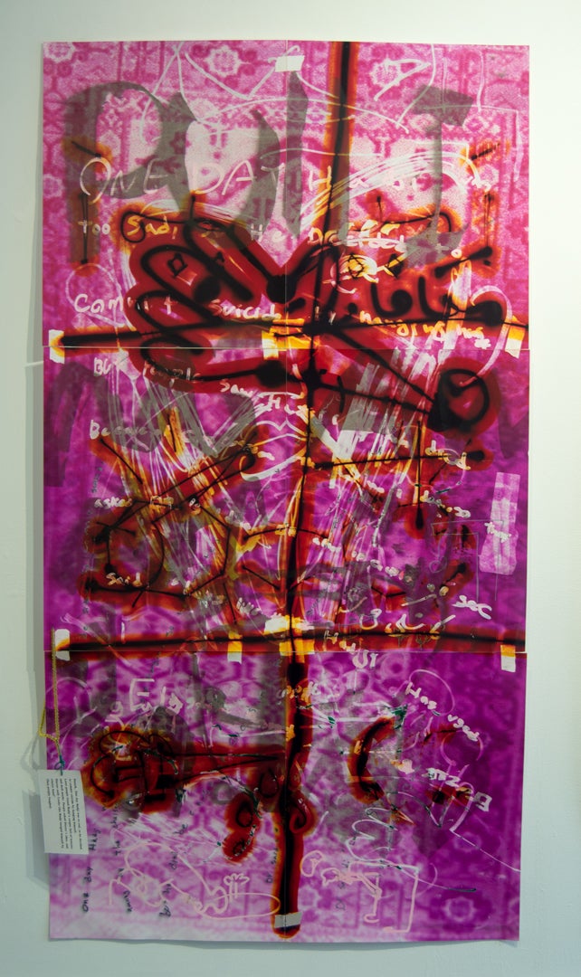 Bad Killer, 2016; Flashlight and marker on photographic paper; 32 X 60 inches