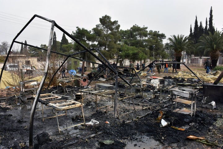 The charred remains of a hospital in Aleppo, Syria, are pictured after an attack in December.