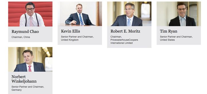 At the very top, PwC is run by a group of men, all with the title of chairman.
