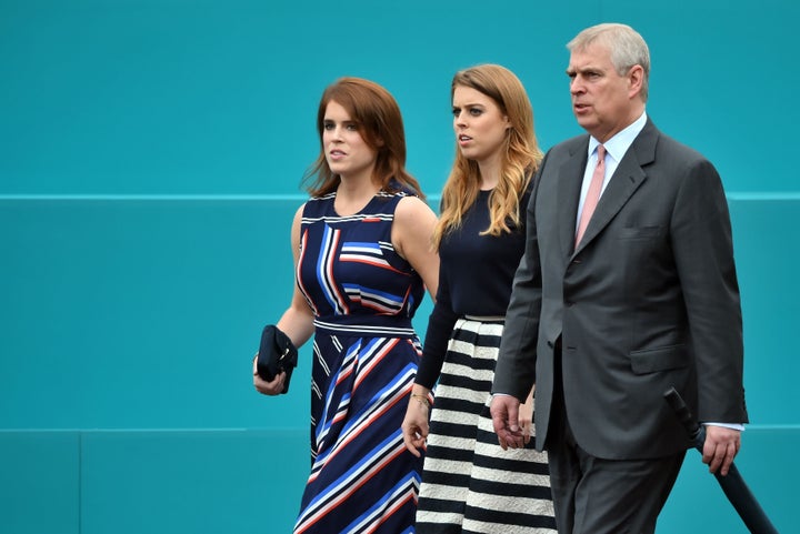 Left to right: Princess Eugenie, Prince Beatrice and Prince Andrew