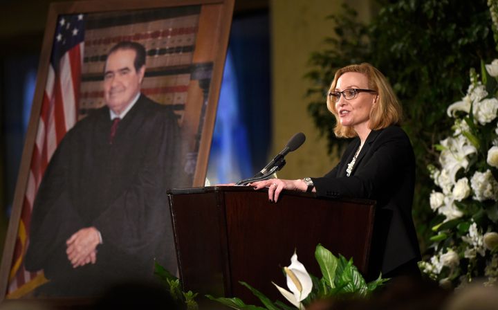 The Michigan Supreme Court Justice Joan Larsen, seen here eulogizing U.S. Supreme Court Justice Antonin Scalia, is one of two judges recusing themselves from Jill Stein's recount case.