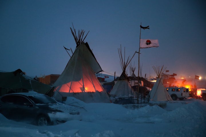 Protesters at Oceti Sakowin brace for brutal weather this week outside Cannon Ball, North Dakota.