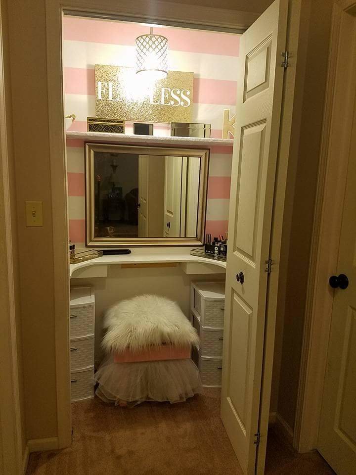 The Quaint Sanctuary: { Small Closet into a Thrifty Makeup Vanity!! }