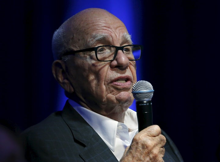 Rupert Murdoch, Executive Chairman of News Corp and 21st Century Fox, takes part as a judge during a global start up showcase