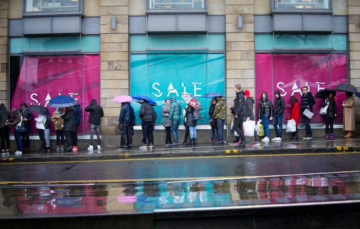 <strong>Early morning shoppers queue in hope of a bargain on Boxing Day</strong>