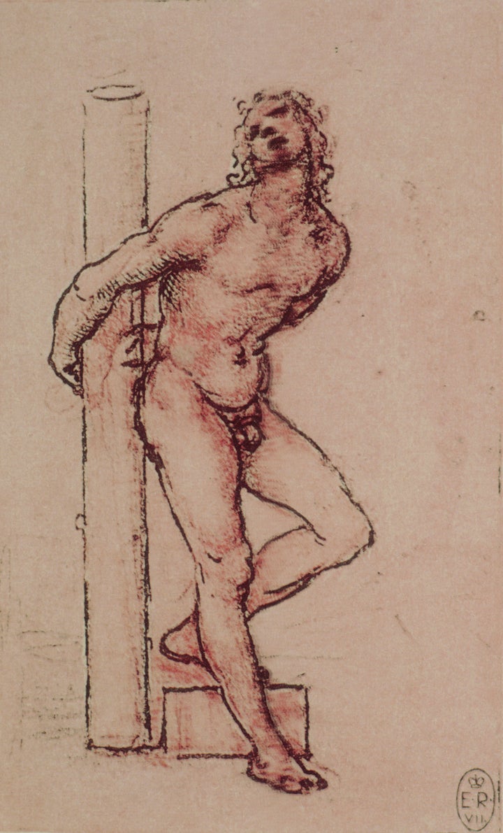 A similar sketch by Leonardo that depicts Saint Sebastian. The Italian artist is believed to have made at least eight Saint Sebastian drawings.