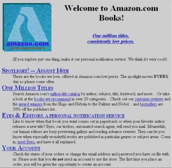 Amazon Home Page 1995