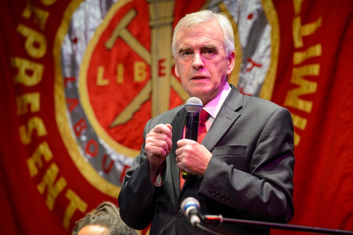 Shadow Chancellor John McDonnell speaks to Momentum 'World Transformed' conference