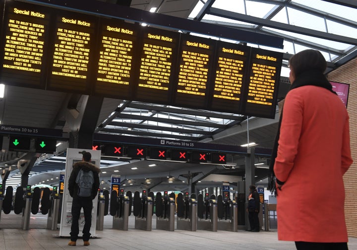 A quiet London Bridge station as a strike by train drivers on Southern Railway begins