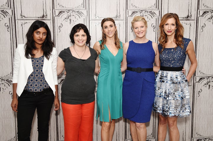Director Meera Menon, Writer Amy Fox, Sarah Megan Thomas, Anna Gunn, Alysia Reiner attend AOL Build Presents Meera Menon, Ann