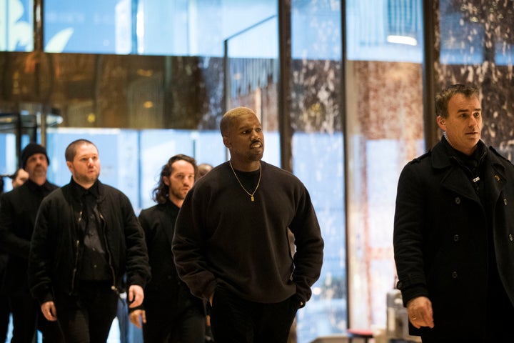 Kanye West and his entourage at Trump Tower