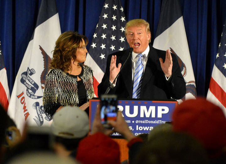 Sarah Palin and Donald Trump campaign together.