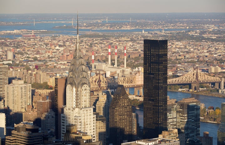 Aerial view of Chrysler Building and Trump World Tower from Empire State Building.