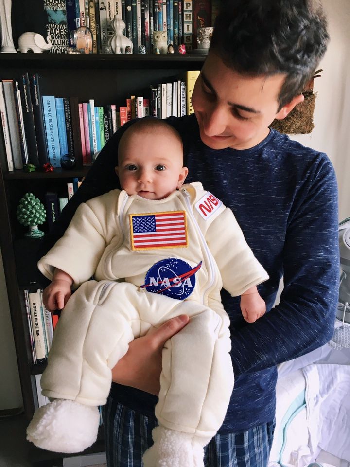 Ben and Emily jokingly referred to the sleep suit as Maya's "space suit."