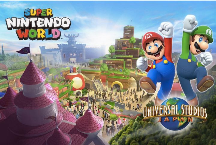 A rendering of Super Nintendo World at Universal Studios Japan